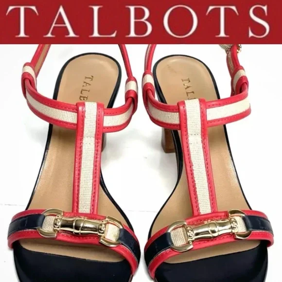 Talbots Women's Red and Navy Sandals - Picture 1 of 8